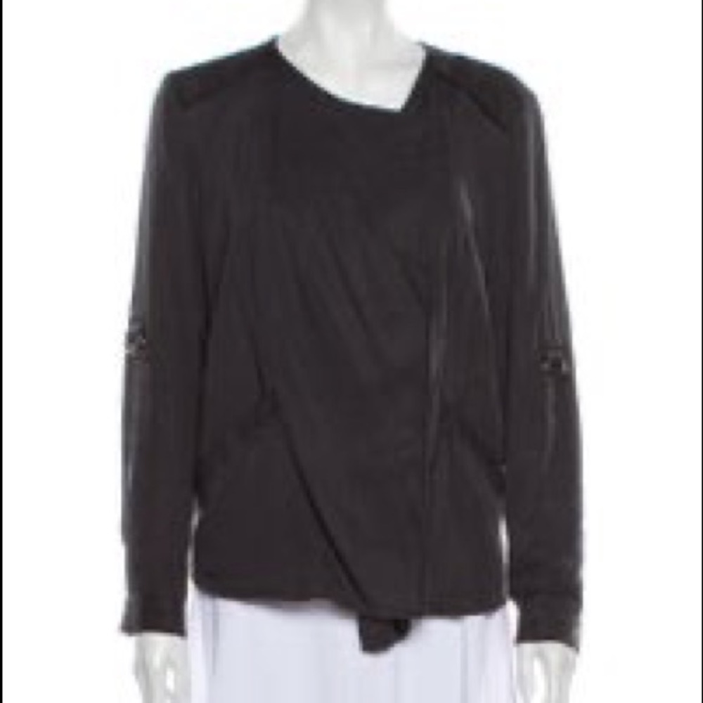 ASTR The Label Gray Collarless Moto Style Jacket - Picture 3 of 11